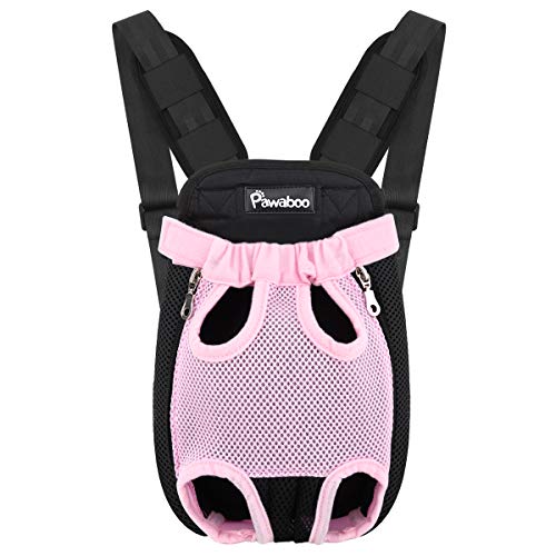 Pawaboo Haustier Rucksack Hund Tragetasche, Verstellbar Beinen heraus Rucksäcke Haustier Tragbar Reisetasche, Atmungsaktiv und Bequem Speziell für Klein Mittler Hund Katze Welpen, S, Rosa von Pawaboo