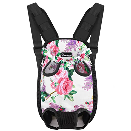 Pawaboo Haustier Rucksack Hund Tragetasche, Verstellbar Beinen heraus Rucksäcke Haustier Tragbar Reisetasche, Atmungsaktiv und Bequem Speziell für Klein Mittler Hunde Katzen Welpen, S, Blumen von Pawaboo