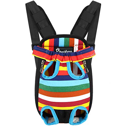 Pawaboo Haustier Rucksack Hund Tragetasche, Verstellbar Beinen heraus Rucksäcke Haustier Tragbar Reisetasche, Atmungsaktiv und Bequem Speziell für Klein Mittler Hunde Katzen Welpen, XL, Schattenbild von Pawaboo