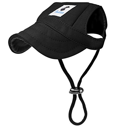 Pawaboo Hunde Baseballmütze, Basecap Verstellbar Sonnenschutz Hut Hundecap mit Ohrlöchern für Welpen Haustier, L, Schwarz von Pawaboo