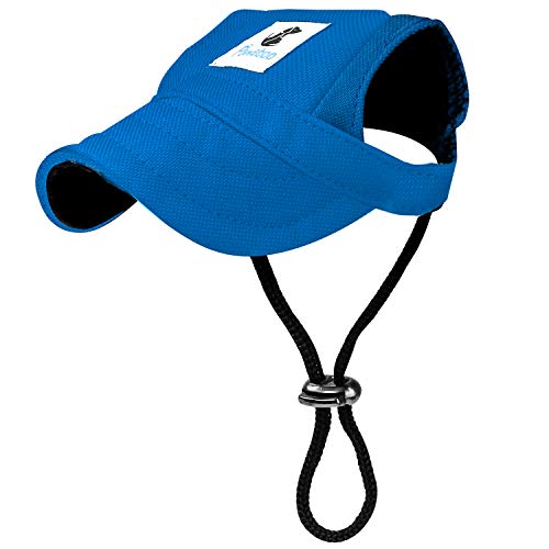 Pawaboo Hunde Baseballmütze, Basecap Verstellbar Sonnenschutz Hut Hundecap mit Ohrlöchern für Welpen Haustier, M, Blau von Pawaboo