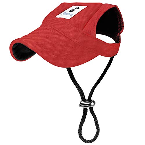 Pawaboo Hunde Baseballmütze, Basecap Verstellbar Sonnenschutz Hut Hundecap mit Ohrlöchern für Welpen Haustier, M, Rot von Pawaboo