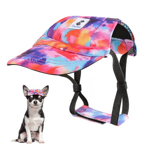 Pawaboo Hunde Baseballmütze, Hundemütze mit elastischen Ohrlöchern, Verstellbar Hundecap Sport Haustier Hut Sonnenschutz für kleine, mittelgroße & große Hunde, Hunde Outfits, S, Mehrfarbig von Pawaboo