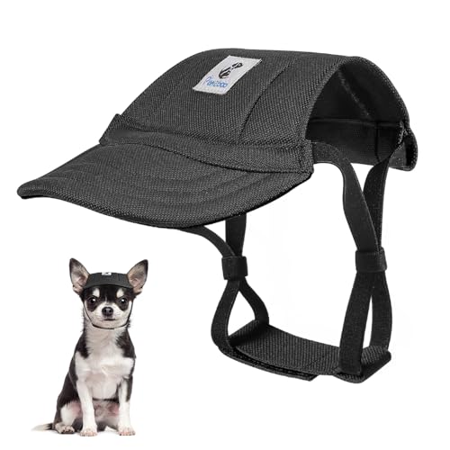 Pawaboo Hunde Baseballmütze, Hundemütze mit elastischen Ohrlöchern, Verstellbar Hundecap Sport Haustier Hut Sonnenschutz für kleine, mittelgroße & große Hunde, Hunde Outfits, S, Schwarz von Pawaboo