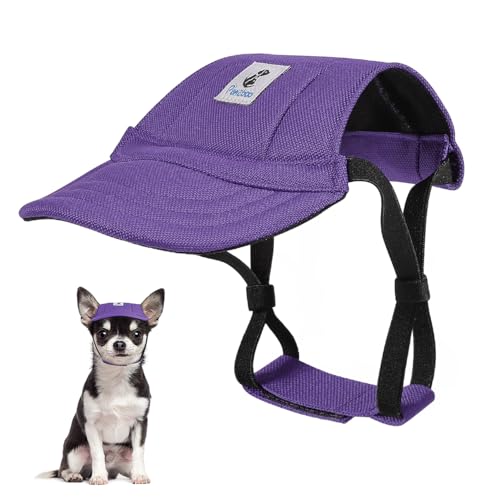 Pawaboo Hunde Baseballmütze, Hundemütze mit elastischen Ohrlöchern, Verstellbar Hundecap Sport Haustier Hut Sonnenschutz für kleine, mittelgroße & große Hunde, Hunde Outfits, S, Violett von Pawaboo