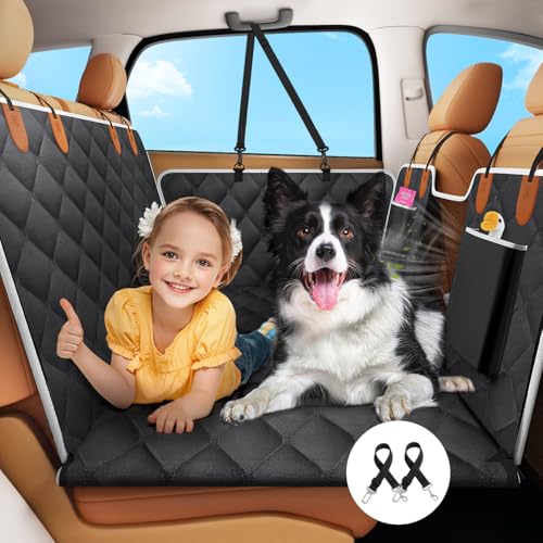 Pawaboo Hundedecke Auto Rückbank, Wasserdicht Autoschondecke Hund Rücksitz, Faltbar Hundematte Auto Rückbank, Tragkraft bis zu 181 kg, Hunde Autodecke Autositzbezug Seitenschutz Rücksitzbank, Schwarz von Pawaboo