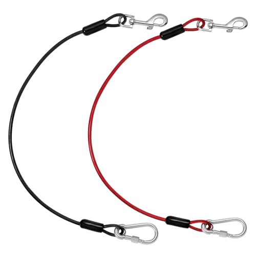 Pawaboo Hundegurt fürs Auto, Hunde Sicherheitsgurt mit Karabiner und 360 ° Drehbarem Haken Hunde Anschnallgurt Langlebig Hundeanschnaller, Hunde Sicherheitsgeschirr, 26 Zoll, 2 Pack, Schwarz+Rot von Pawaboo