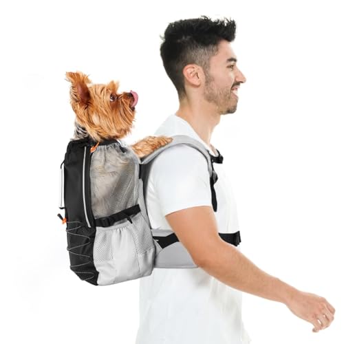 Pawaboo Hunderucksack, Hunde Reisetasche für Kleine Mittlere Rassen, Verstellbar Atmungsaktiv Netz, Welpenrucksack mit Brustgurt, Ergonomisch Haustier Hund Tragetasche für Wandern Reisen, XS, Schwarz von Pawaboo