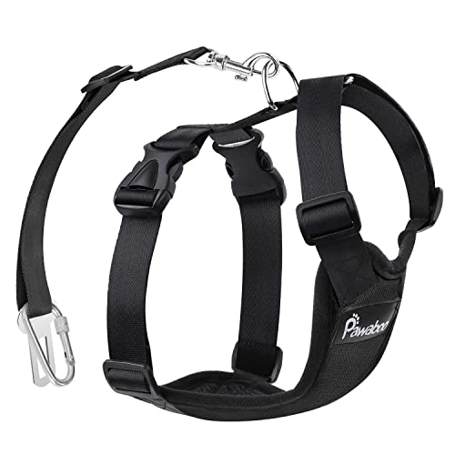 Pawaboo Hundesicherheitsgurt, verstellbar Auto Hunde Sicherheitsgurt Hundegurt Sicherheitsgeschirr mit Autosicherheitsgurt Clip, XL Größe, Schwarz von Pawaboo