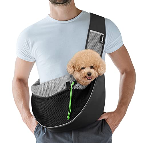 Pawaboo Hundetragetasche, Hundetasche, Verstellbare Tragetasche Hund, Haustier Umhängetasche Transporttasche für Haustiere, Hunde Tragetaschen Tragetücher für Spaziergang Outdoor Reisen - M, Schwarz von Pawaboo