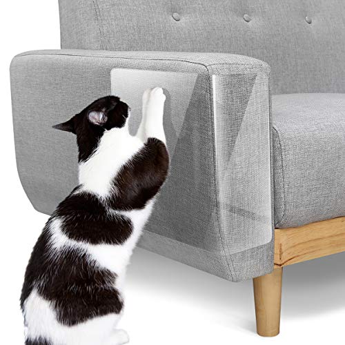 Pawaboo Katze Kratzschutz, 10 Pack Doppelseitig Kratzpads für Katzen mit Selbstklebend Katze Kratzschutzfolie mit 60 Polster Nägel Katze Krallen Guards Pads für Sofa Möbel Tür Kratzschutz, Weiß von Pawaboo