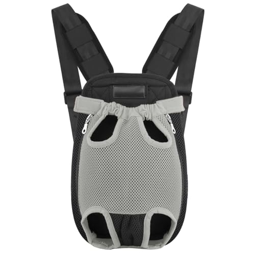 Pawaboo Verstellbarer Haustier-Rucksack, Tragbare Hundetragetasche Legs Out Rucksäcke, Atmungsaktive Tasche für kleine mittelgroße Katzen Hunde Welpen, M, Grau von Pawaboo