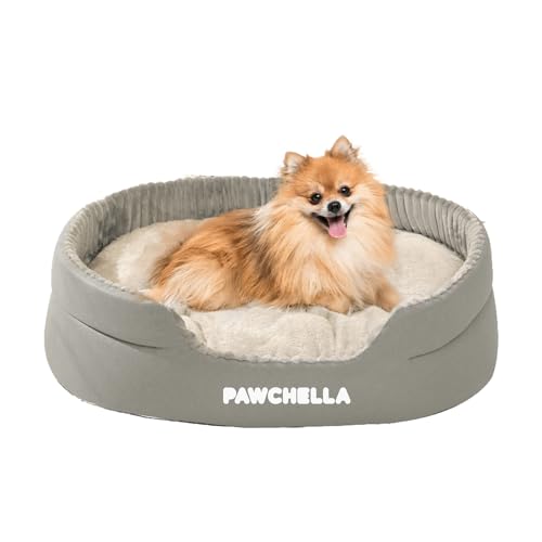 Pawchella Hundebett für Hunde, wärmend, beruhigend, waschbar, für Hunde, Eierkiste, Schaumstoffunterstützung, übergroße Couch, abnehmbares warmes Samtkissen, maschinenwaschbar, Grau (M, L, XL, XXL) von Pawchella