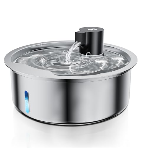 2.1Gal/8L/7,711.1 g Hund Wasserbrunnen Edelstahl Haustier Wasserbrunnen für große Hunde, Automatischer Hundewasserspender mit ultra leiser Pumpe, für mehrere Haustiere, Hunde, Katzen trinken (Dark, von Pawdippity