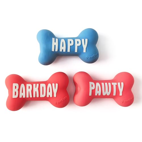 Pawdoer Quietschendes Hundespielzeug – weiches Latex-Gummi, quietschendes Hundeknochenspielzeug für kleine Hunde, Welpen, Geburtstagsparty-Zubehör von Pawdoer