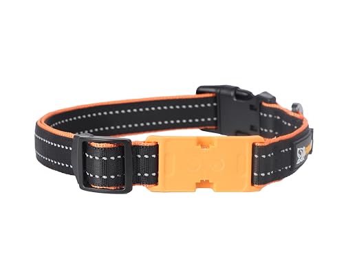 Pawfit 3er-Serie Halsband, Nylon-Hundehalsband mit Sicherheitsschnalle, verstellbare Haustierhalsbänder mit Schnellverschluss-Schnalle (Schwarz & Orange, Größe XL) von Pawfit