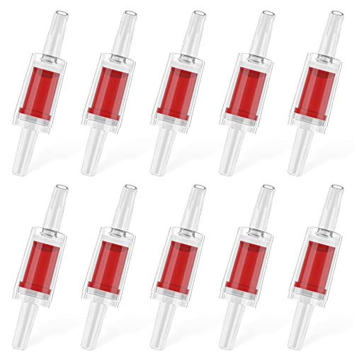 Pawfly 10 PCS Rückschlagventil Aquarium für gängige Luftpumpen Rote Kunststoff Rückschlagventile Pumpenschutz für Standard 0,5cm Luftschlauch Fischbecken Zubehör für Belüftung Setup von Pawfly