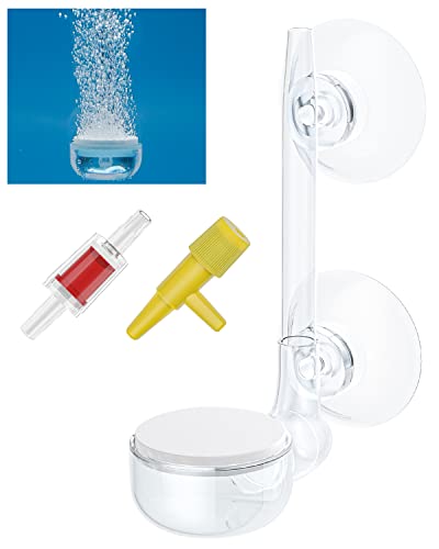 Pawfly Aquarium 2,3 cm Luftsteinscheibe Winziger Mikroblasen-Diffusor-Freigabe-Werkzeugsatz mit Saugnapf-Luftregelventil und Rückschlagventil Zubehör für Nano-Luftpumpen, kleine Eimer und Aquarien von Pawfly