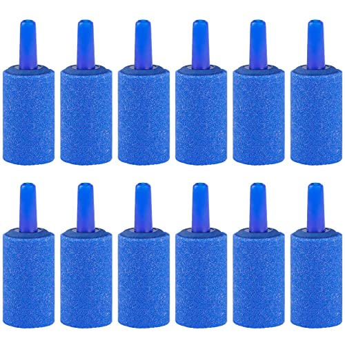 Pawfly Aquarium 2,5cm Luftstein Zylinder Blau Blase Diffusor Release Tool für Nano-Luftpumpen kleine Eimer und Aquarien, 12 Pack von Pawfly