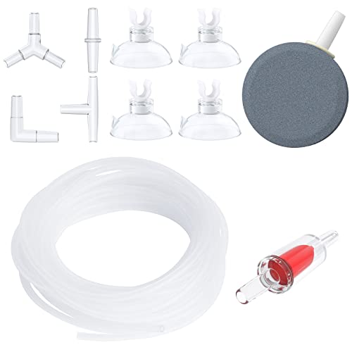 Pawfly Aquarium Luftschlauch Standard-Luftpumpenzubehör-Set mit Luftsteinscheiben-Verbindern, Saugnäpfen und Rückschlagventil Aquarium Luftschlauch 4/6mm für die Belüftung von Aquarien von Pawfly