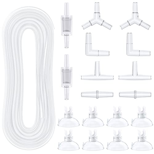 Pawfly Aquarium 7,5 m Fluggesellschaft Schlauch Standard Luftpumpen Zubehör Set mit Anschlüssen Saugnäpfen und Rückschlagventilen für Aquarium Belüftung Setup von Pawfly