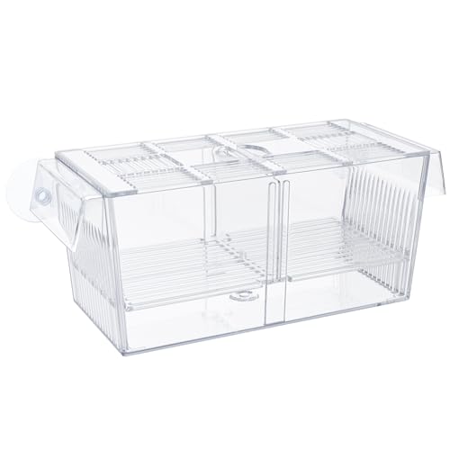 Pawfly Aquarium Fisch Zucht Box Aufzuchtbecken Aquarium Groß Acryl Hatchery Inkubator Tank mit Saugnäpfen Große Isolation Box für Baby Fisch Garnelen Betta und Guppy Zuchtbecken Aquarium von Pawfly