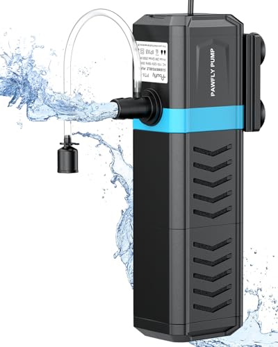 Pawfly Aquarium-Innenfilter für 455-760 L Aquarien Verstellbarer Aquarienfilter mit 35 L/min leistungsstarker Wasserpumpe Ultraleiser Tauchfilter für Süßwasser Salzwasser Teichfilterung von Pawfly