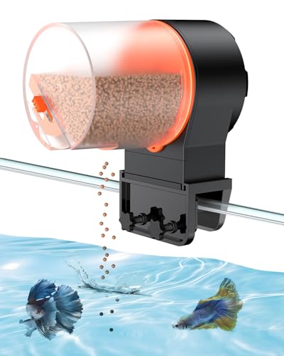 Pawfly Automatischer Fischfütterer für Aquarium Automatischer Urlaubstimer Fischfütterer für Aquarium mit 2 Futterbehältern 100 & 200 ML Einstellbarer Fischfutterspender, Batteriebetrieben von Pawfly