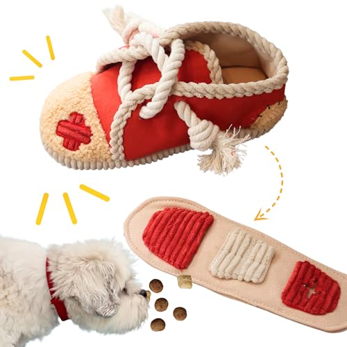 Shoe Squeaky Dog Toys, Durable Chew Rope Tug Toys for Large Medium Small Dogs, Interactive Snuffle Puppy Toy for Teeth Cleaning, 2 in 1 Puzzle Toy, Birthday Gift Shoe Squeaky Dog Toys, Durable Chew Rope Tug Toys for Large Medium Small Dogs, Interactive Snuffle Puppy Toy for Teeth Cleaning, 2 in 1 Puzzle Toy, Birthday Gift von Pawfoo Lab