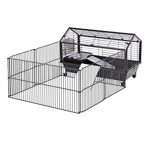 Pawhut Kleintierkäfig Nagerkäfig Kleintierstall Kleintier für Garten Balkon Metall 88 x 128,5 x 56 cm von PawHut