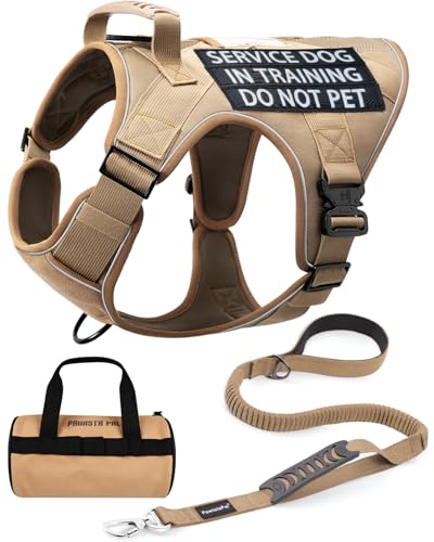 Service Dog Vest and Leash Set Heavy Duty Dog Harness for Large, Mesh Breathable/Control Handle / Hook & Loop MOLLE Panel with 6 Pack Removable Ptaches for Walking, Training, Hiking von PawistaPal