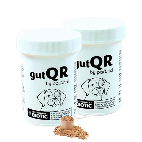 Pawital gutQR | Advanced Gut Health Supplement für Hunde | Klinisch erprobte Präbiotika, Probiotika, Postbiotika | Unterstützt Verdauung, Immunität & Hautgesundheit | Darmpulver (120 Messlöffel) von Pawital