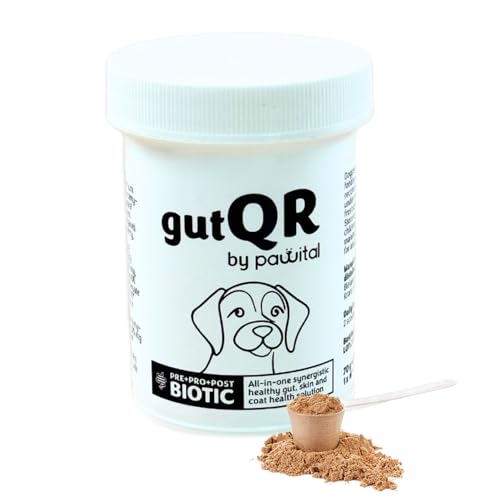 Pawital gutQR | Advanced Gut Health Supplement für Hunde | Klinisch erprobte Präbiotika, Probiotika, Postbiotika | Unterstützt Verdauung, Immunität & Hautgesundheit | Darmpulver von Pawital