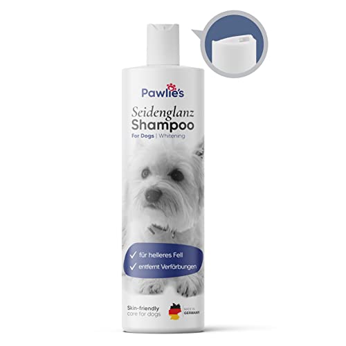 Pawlie's Hundeshampoo Weißes Fell - Aufhellende Fellpflege | Bei Tränenflecken, Vergilbungen & Schmutz | Hundeshampoo Malteser Hund Zubehör, Pudel Shampoo, Shih Tzu, Havaneser Shampoo, Pomeranian von Pawlie's