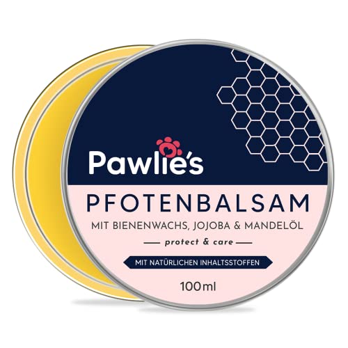 Pawlie's Pfotenbalsam Hund mit Bienenwachs - Pfotenpflege für Hunde im Winter - Pfotenschutz Hund Verletzung, Hunde Zubehör Reisen, Pfotenpflege Hund, Nasenbalsam, Pfotencreme Hund Salbe (100 ml) von Pawlie's