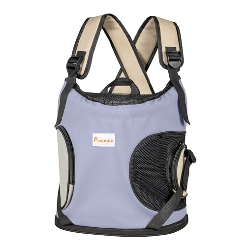 Pawmee Katzen-Front-Tragetasche, verstellbare Haustier-Front-Rucksack-Tragetasche, Katzen-Hunde-Rucksack-Tragetasche, mit atmungsaktivem Netzgewebe für kleine Haustiere bis zu 9 kg, für Wandern, von Pawmee