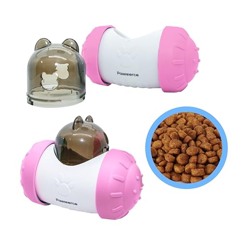 Hund Katze Automatischer Slow Feeder Futterspender Interaktiver Tumbler für Haustiere IQ Training Geschenk Spielzeug (Rosa) von Pawmerce