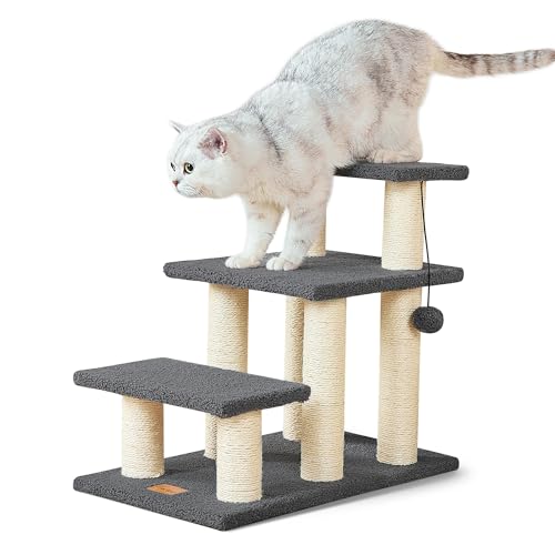 Pawque Hundetreppe & Katzenkratzbaum, Haustiertreppe für hohe Betten, Couch, hochfeste Bretter, hält bis zu 68 kg, für den Innenbereich, kleine Katzen, Kätzchen, Hunde, Klettern, Spielen, 3 von Pawque