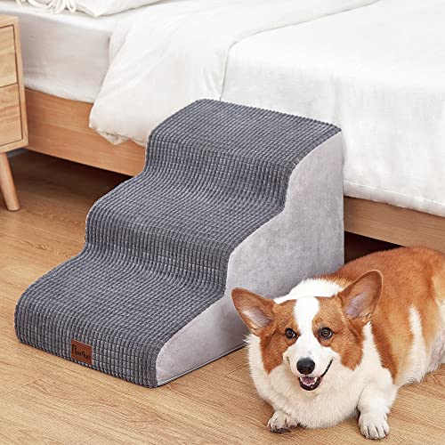 Pawque Hundetreppe und Rampe für hohes Bett oder Couch, rutschfeste, ausgewogene Haustierstufen, leicht zu spazieren für kleine, haustiersicher bis zu 27.2 kg, 3 Schritte von Pawque