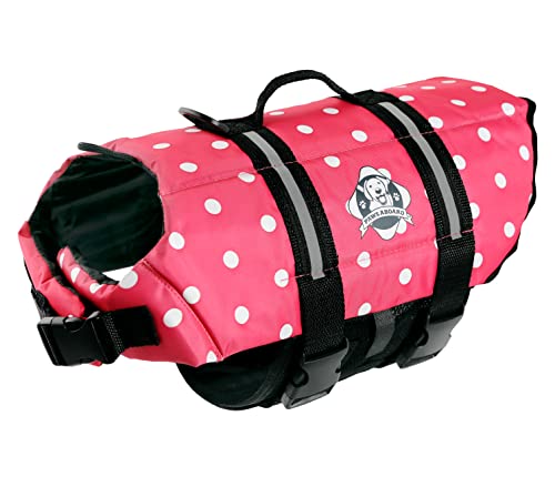 Paws Aboard Rettungsweste für Haustiere, Medium, pink mit Punkten von Paws Aboard