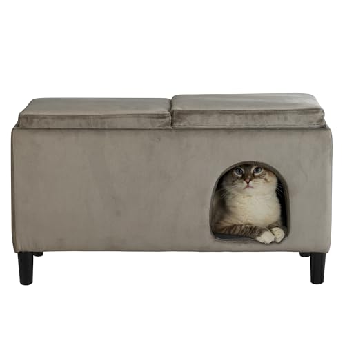 Paws & Purrs Ottoman-Bett für kleine bis mittelgroße Hunde oder Katzen, 81,3 cm L x 40,6 cm B x 47,8 cm T, Eschenholz von Paws & Purrs