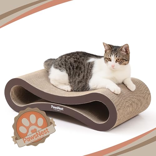 PawsNest Cat Scratcher Lounge – Umweltfreundliches Kratzbrett aus Karton für Indoor-Katzen – wendbar, ungiftig, langlebig und mit Premium Bio-Katzenminze – Walnussbraun von PawsNest