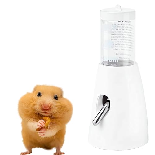 Hamster-Wasserflaschen-Futterstation mit Ständer, Trinkspender, Futterspender (weiß) von Pawsayes