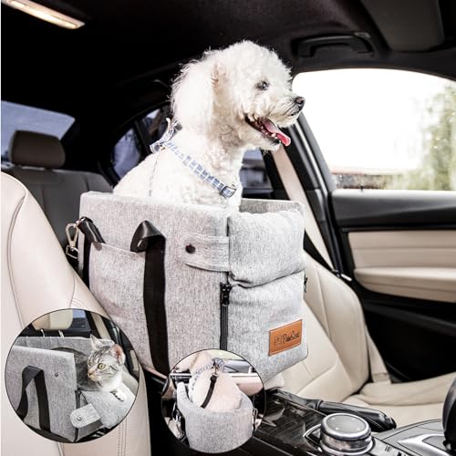 PawSeat Premium Mittelkonsole Hund Autositz für kleine Hunde – Bequemer und sicherer Mittelkonsole Booster Sitz und Haustiertrage – idealer Autositz für Welpen & Katzen mit Auto-Reiseangst (gewebt: von Pawseat