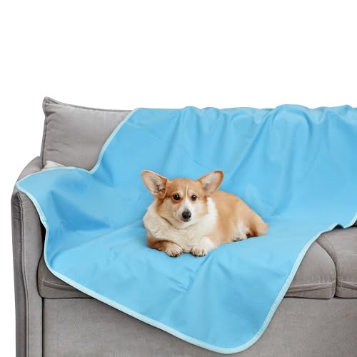 Pawsee wasserdichte Kühldecke Hunde Katze, Waschbar Hundedecke Kühlend, wasserdichte Hunde Kühlmatte für Sofa Bett Outdoor, Verwendbarer Überwurf Couchbezug Möbelschutz, 130 x 75 cm, Blau von Pawsee