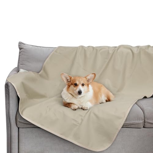 Pawsee wasserdichte Kühldecke Hunde Katze, Waschbar Hundedecke Kühlend, wasserdichte Hunde Kühlmatte für Sofa Bett Outdoor, Verwendbarer Überwurf Couchbezug Möbelschutz, 130 x 75 cm, Taupe von Pawsee