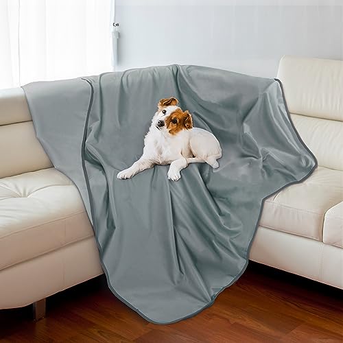 Pawsee wasserdichte Kühldecke Hunde Katze, Waschbar Hundedecke Kühlend, wasserdichte Hunde Kühlmatte für Sofa Bett Outdoor, Verwendbarer Überwurf Couchbezug Möbelschutz, 150 x 130 cm, Grau von Pawsee