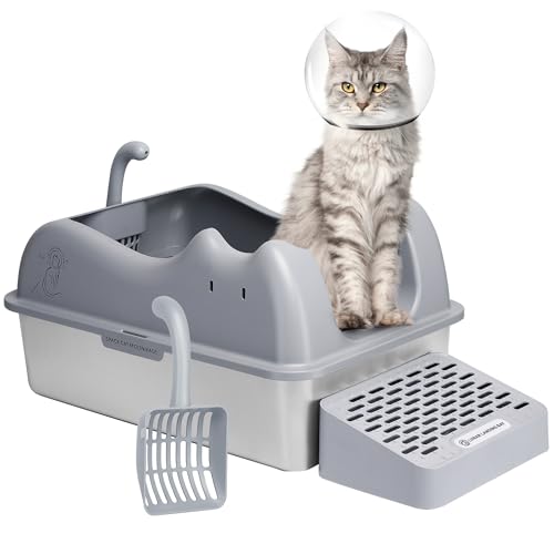 Pawsitive Rise Katzentoilette aus Edelstahl – Space Cat Edition, extra groß, langlebig, leicht zu reinigen, geruchsresistent, sicher für Katzen, Schaufel & Reinigungstuch inklusive, inspiriert von von Pawsitive Rise