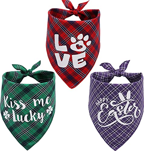 Hundeurlaub Bandana 3er Set, Valentinstag Hund Bandana, St Patricks Day Hund Bandana, Ostern Bandana für Hunde Welpen Katze Haustier von Pawskido