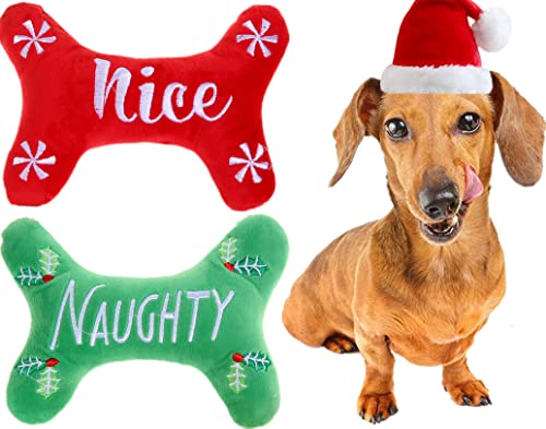 Weihnachtsspielzeug für Hunde in Knochenform, Plüsch, quietschend, Spielzeug Hund, Hund Spielzeug, 2 Stück von Pawskido